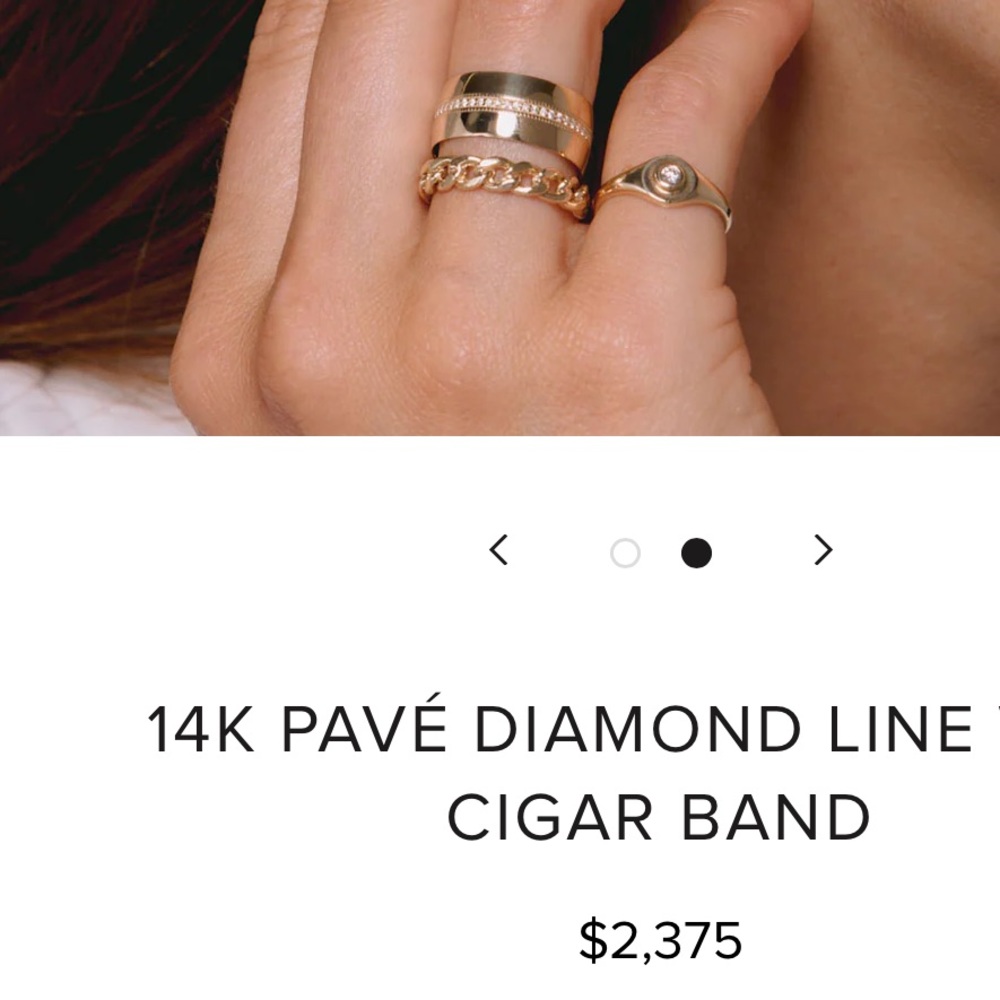 Zoe Chicco Rose Gold Diamond Pave Cigar ring size 6.5